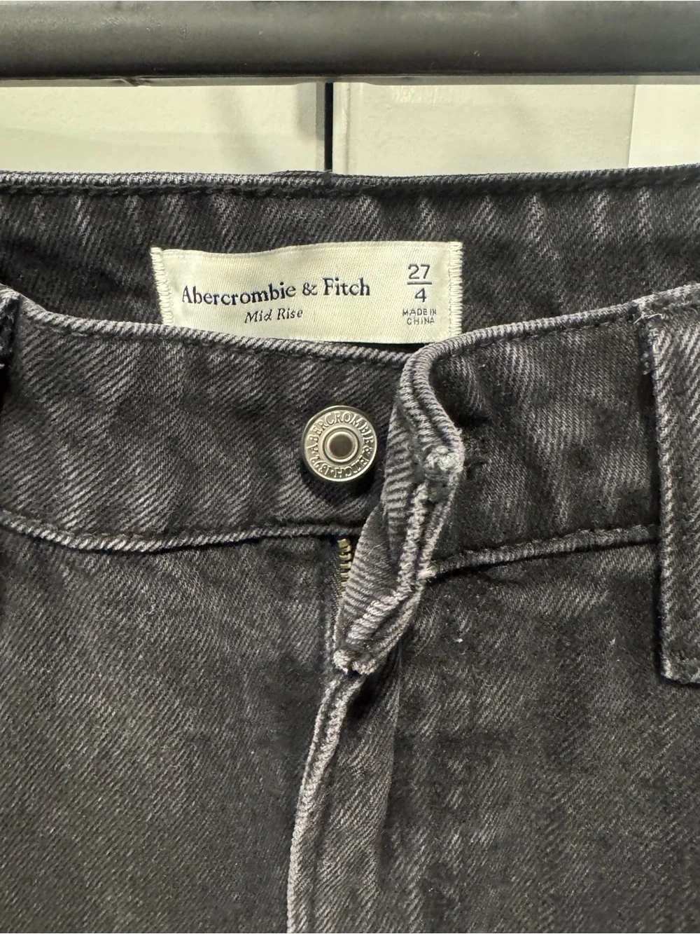 Abercrombie & Fitch Washed Black High-Rise Denim Shorts - Picture 2 of 2